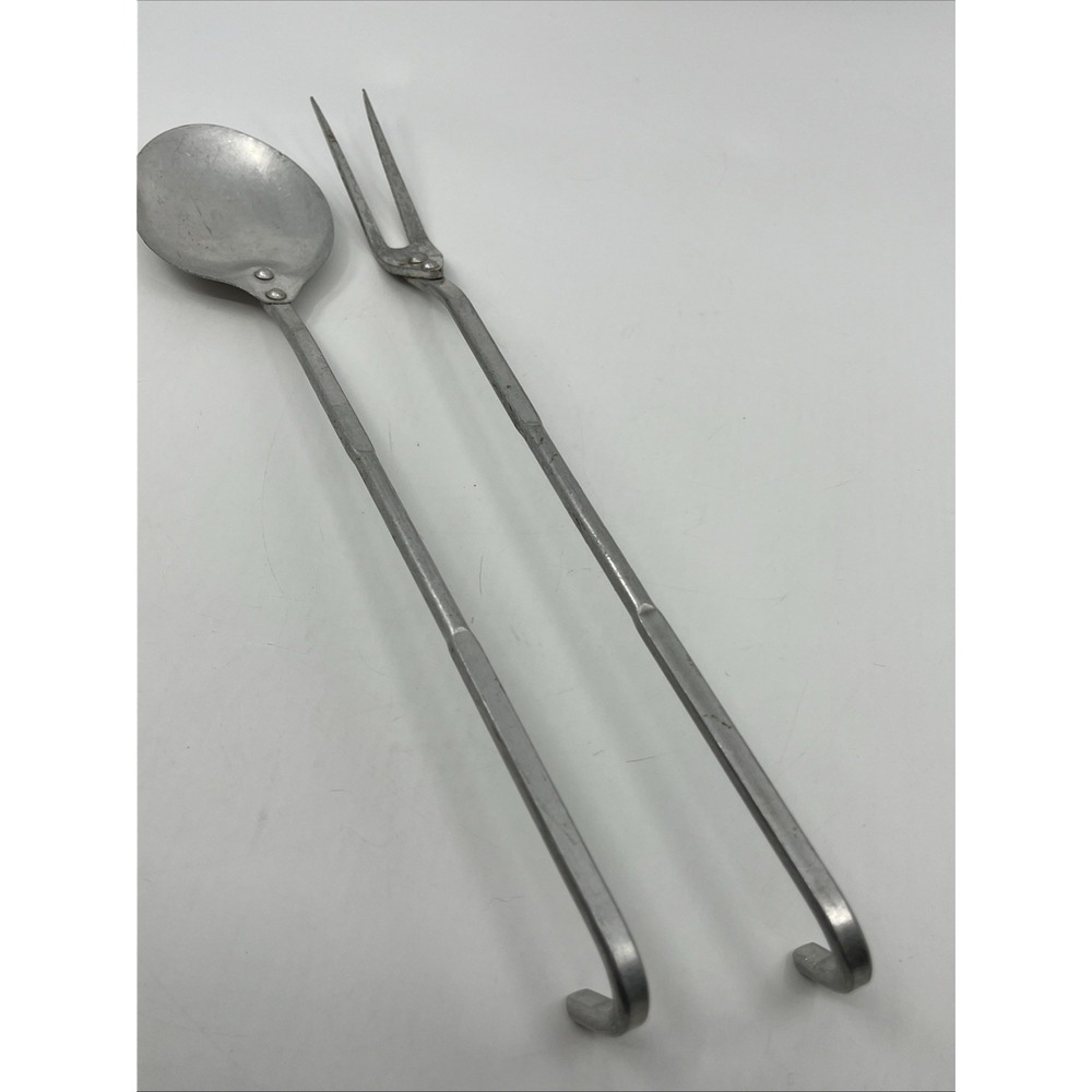 Vintage 1950's Japan Aluminum Utensil 13" Long Hook End Spoon Fork